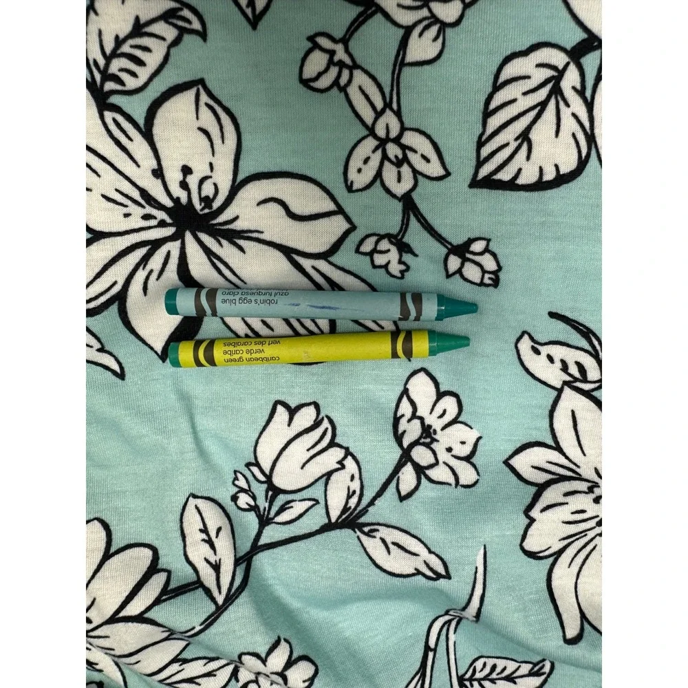 Girls Tickled Teal Floral Dress Pockets Size Large 6-7
